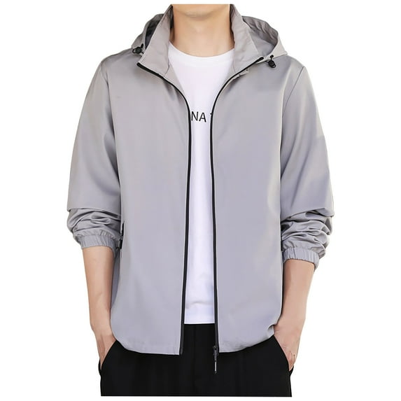 Zpanxa Men's Plus Size Leather Motorcycle Jacket with Zipper Front, Biker Style Coat for Casual Riding Gray L