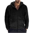 thumbnail image 1 of Zpanxa Men's Reversible Hoodie Double Sided Velvet Fleece Cardigan Full Zip Jacket Thermal Lined Solid Color Hooded Sweatshirt with Chest Pocket, 1 of 6