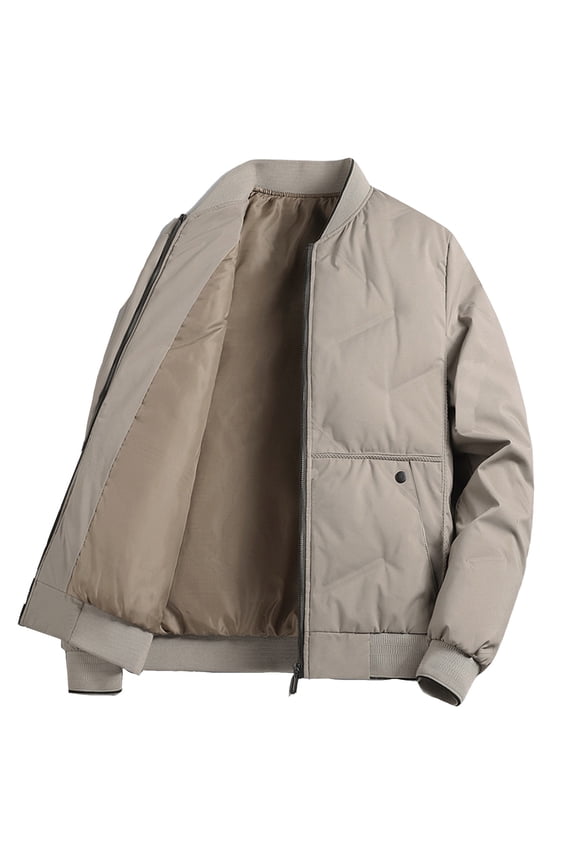 Men's Slim Fit Hooded Jacket with Drawstring Hem and Decorative Stitching, Urban Utility Coat for Modern Workwear Khaki 5XL