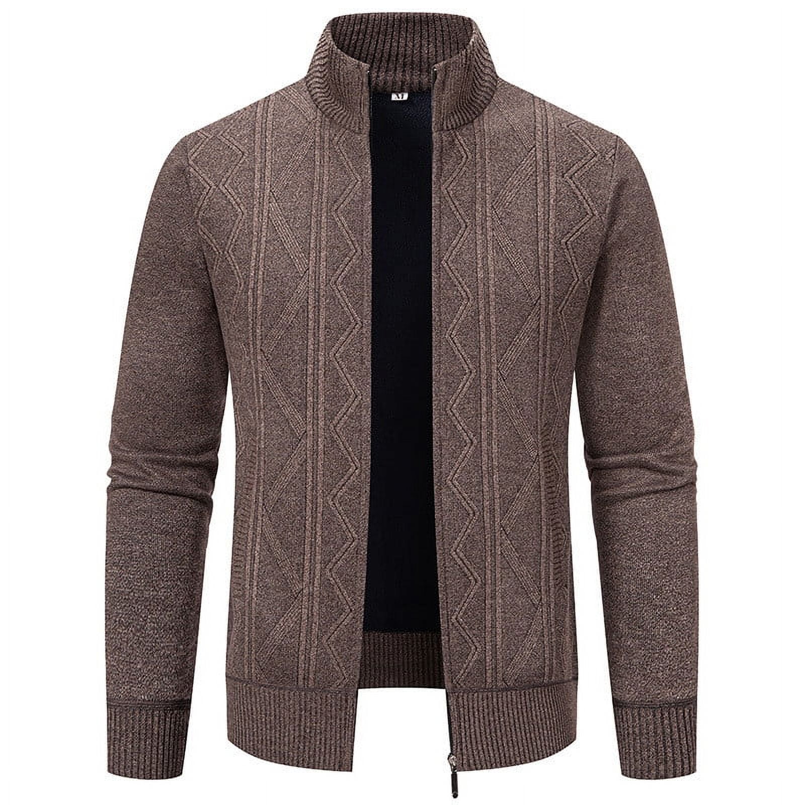Zpanxa Men's Solid Color Zipper Commuting Coat Long Sleeve Stand
