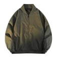 thumbnail image 1 of Zpanxa Men's Stand Collar Casual Jacket Modern Slim Fit Long Sleeve Zippered Fashion Coat for Urban Street Style and Daily Versatile Wear in Solid Color Army Green 4XL, 1 of 7