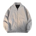thumbnail image 1 of Zpanxa Men's Stand Collar Casual Jacket Modern Slim Fit Long Sleeve Zippered Fashion Coat for Urban Street Style and Daily Versatile Wear in Solid Color Gray L, 1 of 7