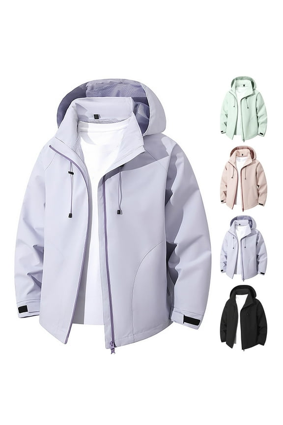 Men's Storm Jacket Windproof Waterproof Mountaineering Hooded Long Sleeve Solid Color Outdoor Coat for Hiking Climbing Adventures