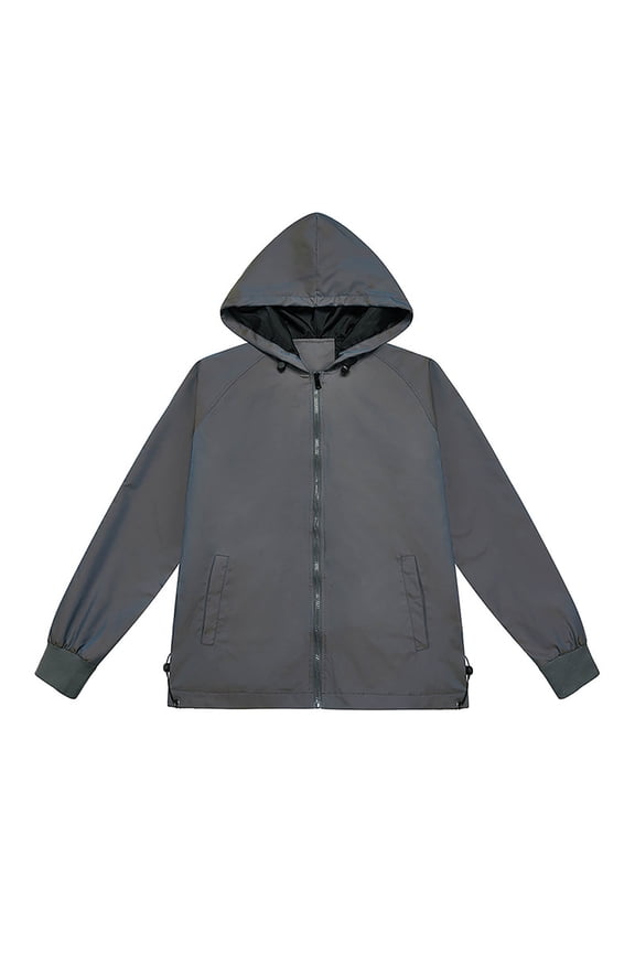 Men's Trail Running Jacket Hooded Quick-Dry Solid Color with Zippered Pockets Long Sleeve Windproof Outdoor Climbing Coat