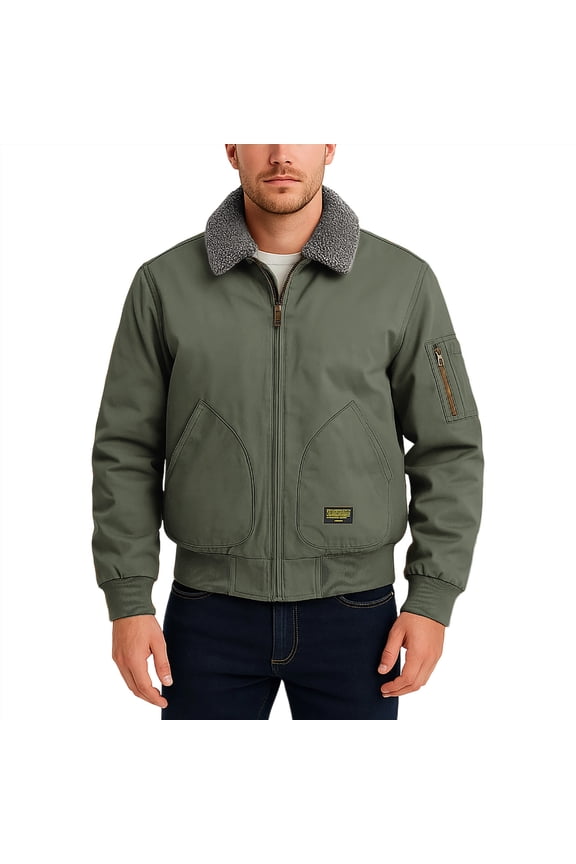 Men's Vintage Cafe Racer Motorcycle Jacket Genuine Leather Thermal Lined Windproof with Zipper Pockets for Cold Weather Riding Protection and Warmth Army Green M