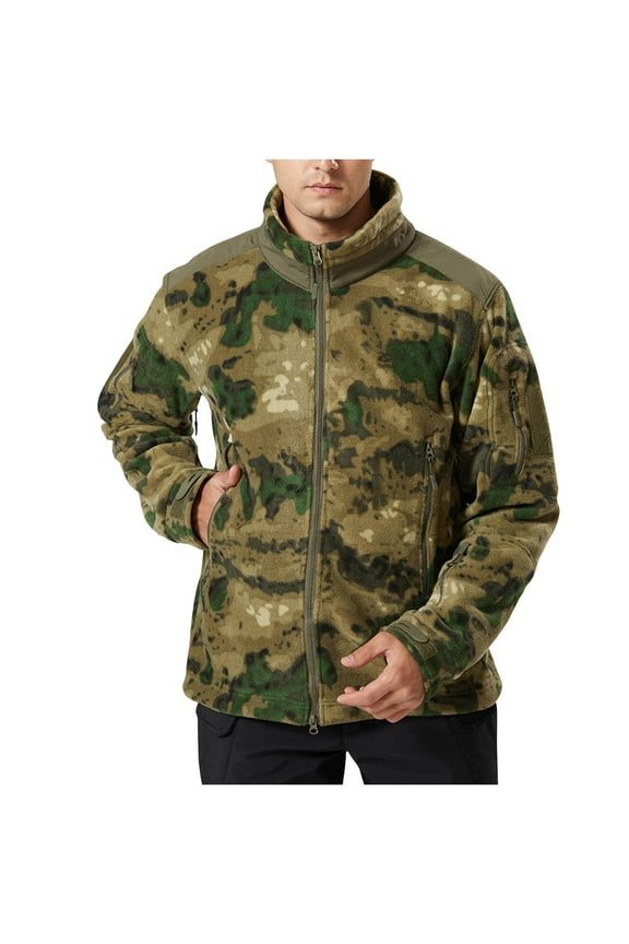 Men's Winter Camo Hooded Jacket Long Sleeve with Zippered Pockets, Insulated Casual Parka for Outdoor Activities Camouflage XXL