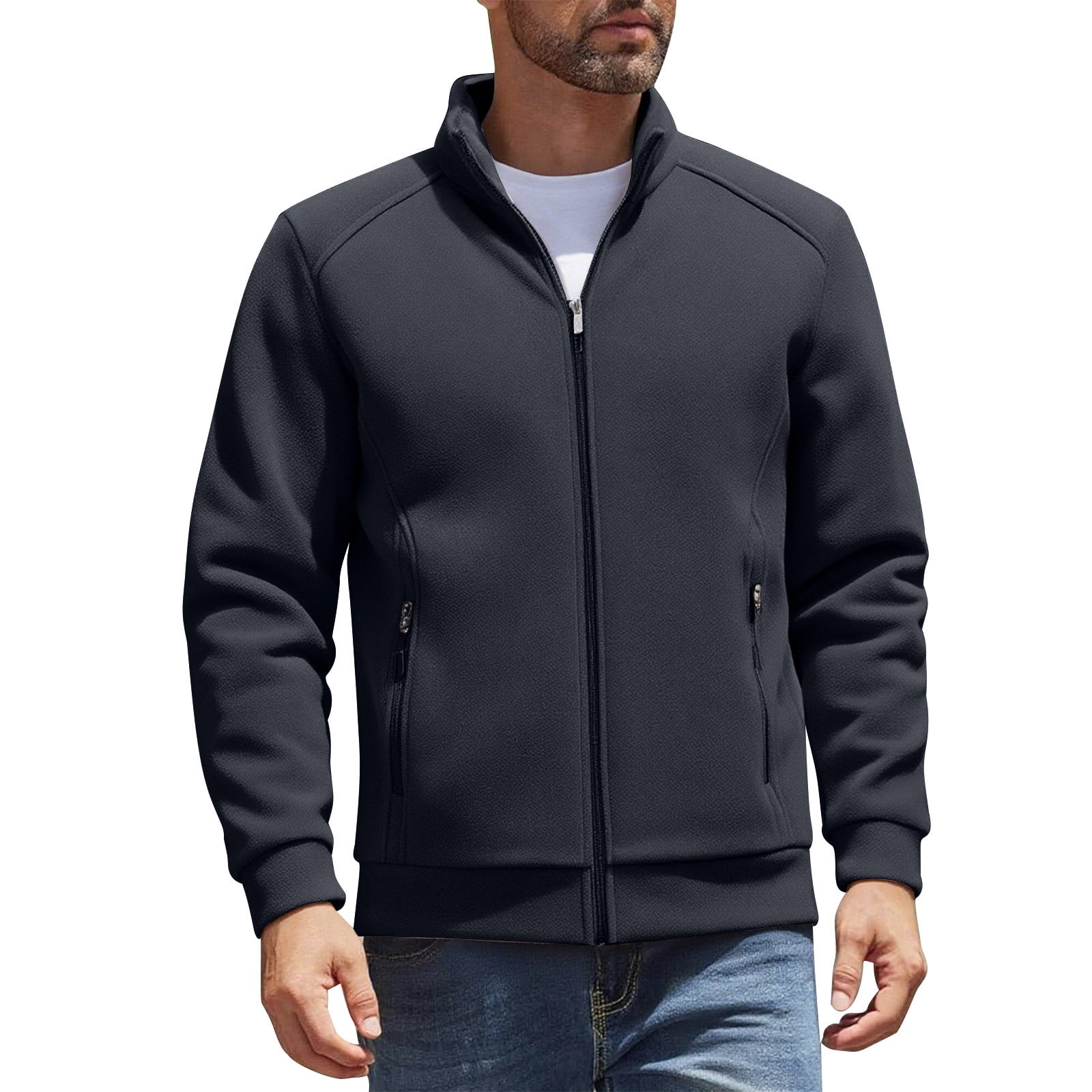 Zpanxa Men's Winter Jacket Wool Blend Long Sleeve Coat with Button