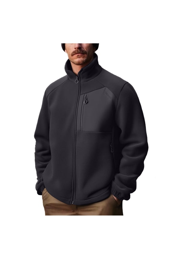 Men's Wool Blend Stand Collar Jacket Zipper Front Cardigan Style Long Sleeve Coat with Pockets for Warm Versatile Urban Wear in Solid Color Gray 4XL