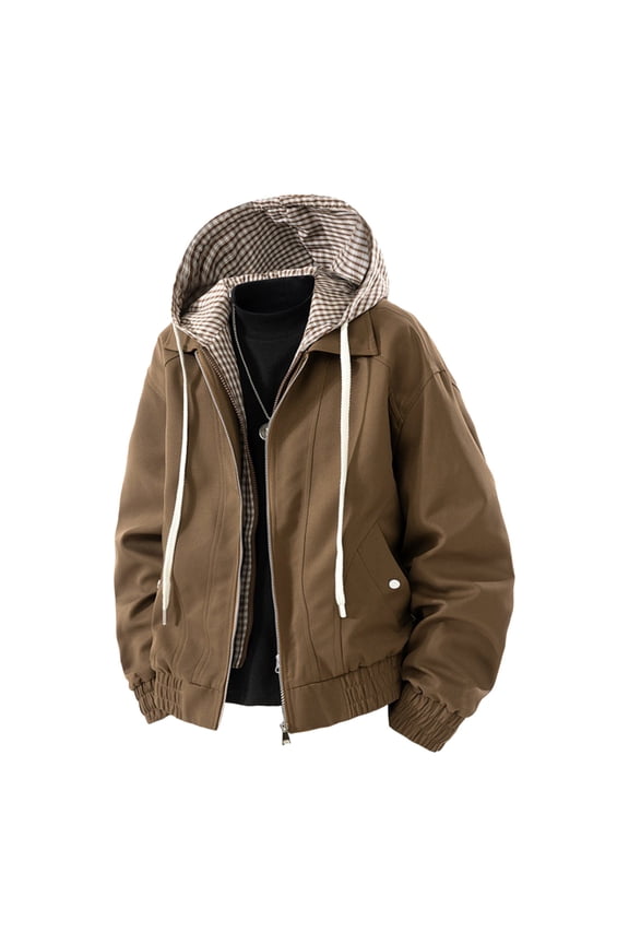 Men's Wool Blend Winter Jacket Button Front Long Sleeve Coat with Turn-Down Collar and Pockets, Functional and Comfortable for Everyday Use in Solid Color Coffee XL