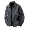 thumbnail image 1 of Zpanxa Men's Work Jacket Lapel Collar Zipper Front Cardigan Style Long Sleeve Utility Coat with Pockets for Durable Casual and Functional All-Day Wear Black M, 1 of 8