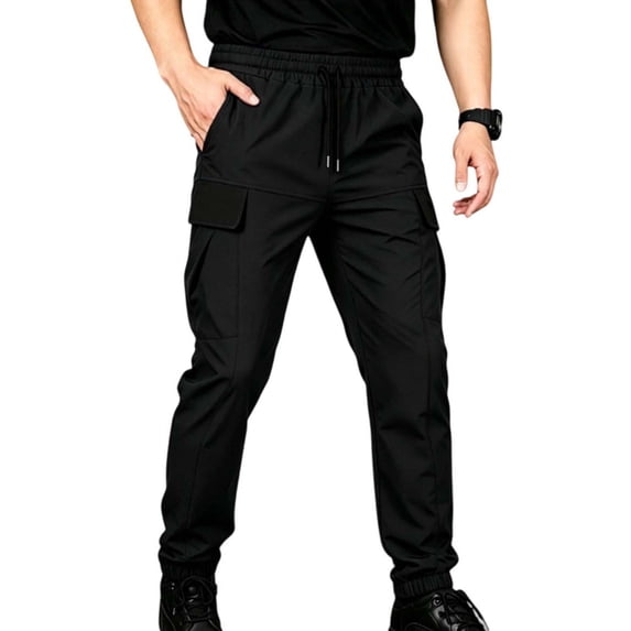 Zpanxa Mens Jogger Pants Nylon Tactical Cargo Jogger Pants with Drawstring Waist and Multi Pockets