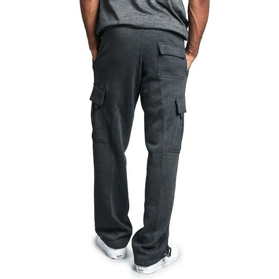 Zpanxa Mens Jogger Pants, Winter Pants for Men Drawstring Elastic Waist Solid Color Pocket Trousers Loose Dark Gray 4XL