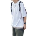 thumbnail image 1 of Zpanxa Mens Oversized T Shirts Short Sleeve Layered Style Plain Large Silhouette T-Shirts Pullover Wicking Crew Tee Undershirts Ultra-Soft Breathable Active T-Shirt White S, 1 of 8