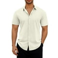 thumbnail image 1 of Zpanxa Mens Shirts Casual Fashion V-Neck Sleeve Pullover Breathable Shirt Blouse, 1 of 6