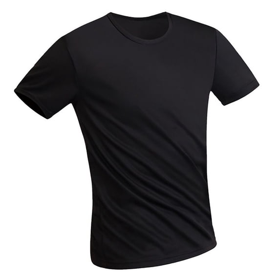 Zpanxa Mens Short Sleeve T-Shirt Quick Dry Tech Stretch Ultra-Soft Breathable Top Tee Stretch Ultra-Soft Breathable Crew Active T-Shirt Black M