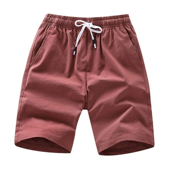 Zpanxa Mens Shorts Clearance, Summer Cotton Shorts Casual Thin and Breathable Shorts Red XL
