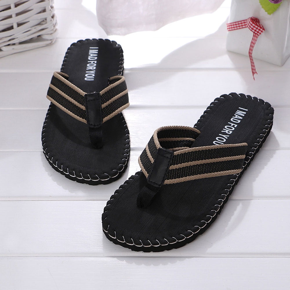 Summer Male Black Slippers Men, Men Leather Sandals and Slippers