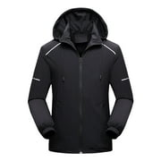 Zpanxa Mens Winter Coats K2Mens Detachable Cap Waterproof, Dirt-proof, Wind-proof, Tear-resistant Zipper Casual Warm Jacket Black L