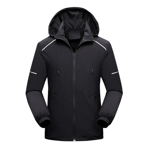 Zpanxa Mens Winter Coats K2Men's Detachable Cap Waterproof, Dirt-proof, Wind-proof, Tear-resistant Zipper Casual Warm Jacket Black M