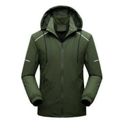 Zpanxa Mens Winter Coats K2Mens Detachable Cap Waterproof, Dirt-proof, Wind-proof, Tear-resistant Zipper Casual Warm Jacket Green L
