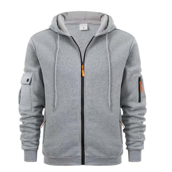 Zpanxa Mens Winter Jacket Casual Fashion Long Sleeve Zip up Hooded Coats with Pockets Lightweight Warm Windbreaker Outwear Gray S