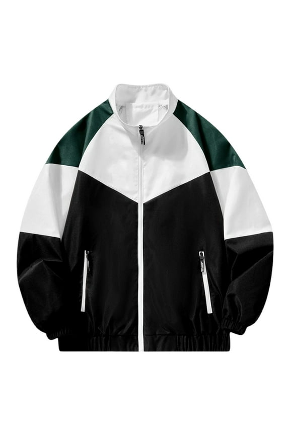 Mens Winter Jacket Fashion Lightweight Sports Jackets Slim Long Sleeve Hoodless Casual Coat for Running Black E XL