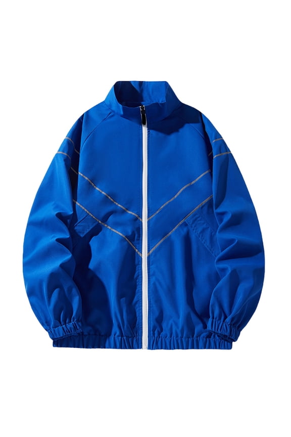 Mens Winter Jacket Fashion Lightweight Sports Jackets Slim Long Sleeve Hoodless Casual Coat for Running Blue D XXL