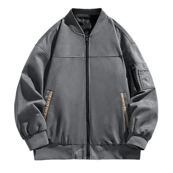 Zpanxa Mens Winter Jacket Fashion Lightweight Sports Jackets Slim Long Sleeve Hoodless Casual Coat for Running Gray B L