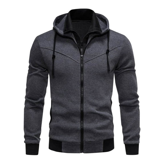 Zpanxa Mens Winter Jacket Lightweight Softshell Jacket Fashion Casual Zip up Coats Hoodies with Pockets Long Sleeve Hooded Solid Color Casual Outwear Dark Gray 3XL
