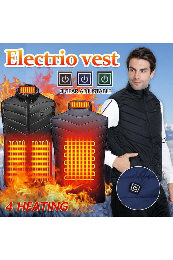 Mens Womens Heated Vest, Plus Size Heated Jacket Coat, Dual Control 4 Heating Levels, 8 Heating Zones, Warm Heating Vest Jacket for Winter Camping Fishing Skiing Black XXL