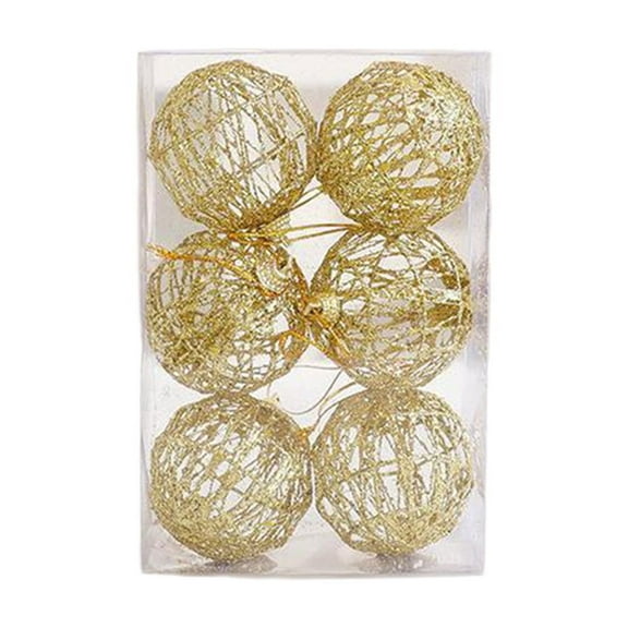 Zpanxa Metallic Gold Christmas Ball Ornaments with Elegant Filigree Design in Gift Box for Xmas Tree and Holiday Home Decor