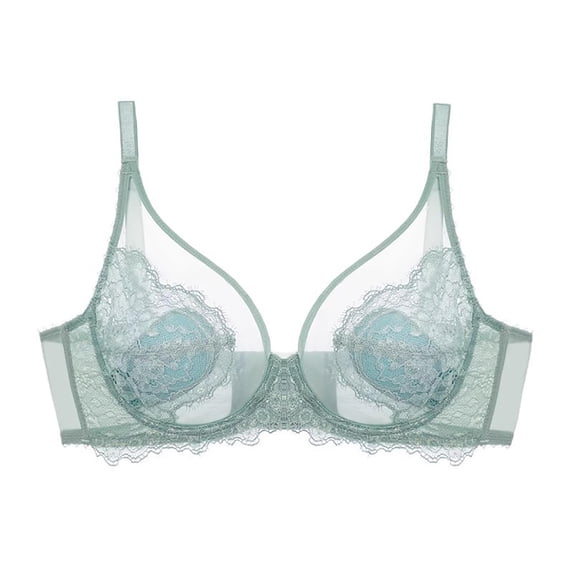 Zpanxa Minimizer Bras for Women Full Coverage Unlined Lace Underwire Supportive Side Smoother Everyday Bra Mint Green 40BC