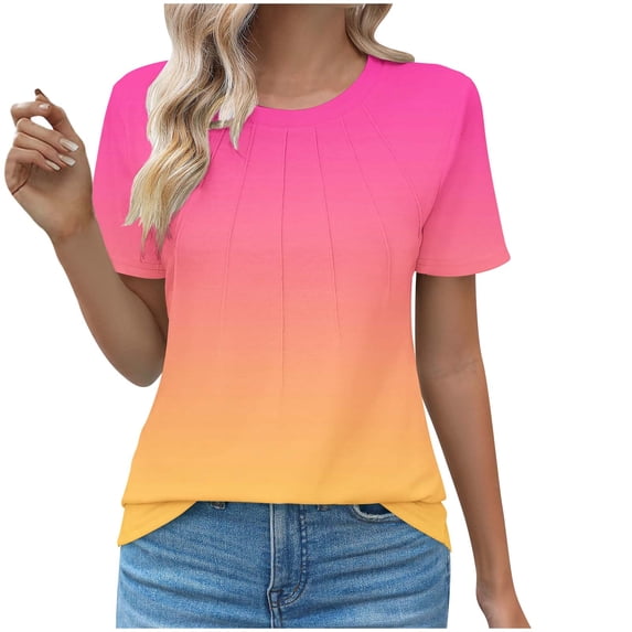 Zpanxa Modern Textured Crewneck Womens Short Sleeve Pull-On Top 3D Ruffle Detail Solid Color Blouse Contemporary Casual Spring Summer Designer Inspired