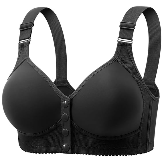 Zpanxa Molded Cup Bra for Women Plus Size Front Closure Thin Push Up Full Coverage Comfort Wirefree Bra