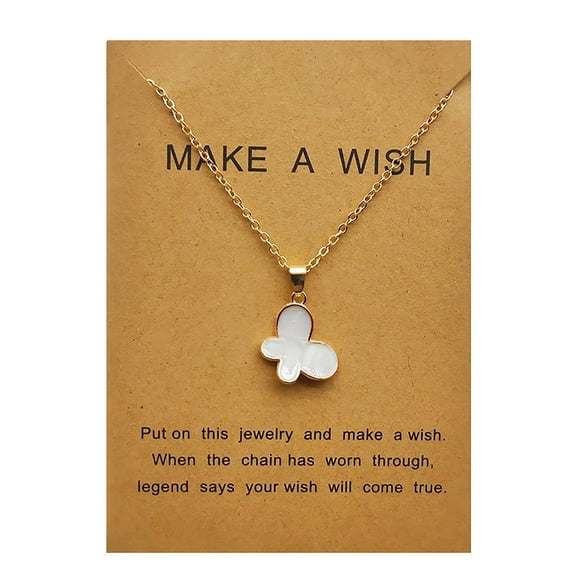Zpanxa Necklaces for Women, Gifts for Women Butterfly Lady Necklace Paper Card Butterfly Necklace Small Gift Pendant Necklace Jewelry White