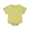 thumbnail image 1 of Zpanxa Newborn Girl Onesies Bamboo Short Sleeve Summer Bubble Romper with Snap Crotch Green 12 Months, 1 of 8