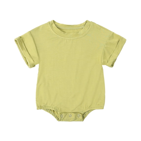 Zpanxa Newborn Girl Onesies Bamboo Short Sleeve Summer Bubble Romper with Snap Crotch Green 12 Months