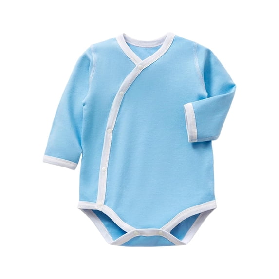 Zpanxa Newborn Girl Onesies Cotton Kimono Wrap Long Sleeve Spring Fall Bodysuit Blue 0-3 Months