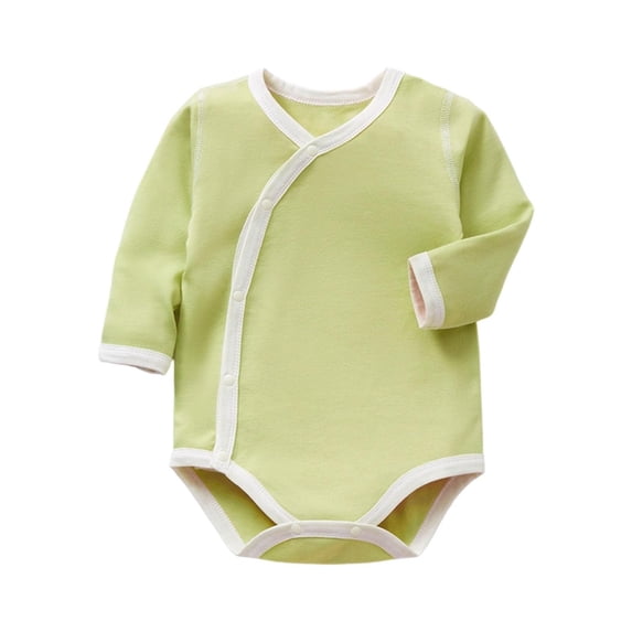 Zpanxa Newborn Girl Onesies Cotton Kimono Wrap Long Sleeve Spring Fall Bodysuit Green 0-3 Months