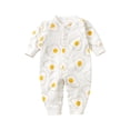 thumbnail image 1 of Zpanxa Newborn Girl Onesies Fried Egg Print Cotton Snap Front Long Sleeve Fall Winter Romper Yellow 18-24 Months, 1 of 7