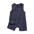thumbnail image 1 of Zpanxa Newborn Onesies Boy Ribbed Sleeveless Summer Romper with Pocket Navy 1 Years, 1 of 3