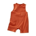 thumbnail image 1 of Zpanxa Newborn Onesies Boy Ribbed Sleeveless Summer Romper with Pocket Orange 6 Months, 1 of 3