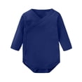 thumbnail image 1 of Zpanxa Newborn Onesies Girl Cotton Long Sleeve Ruffle Cuff Bodysuit Navy 0-3 Months, 1 of 6