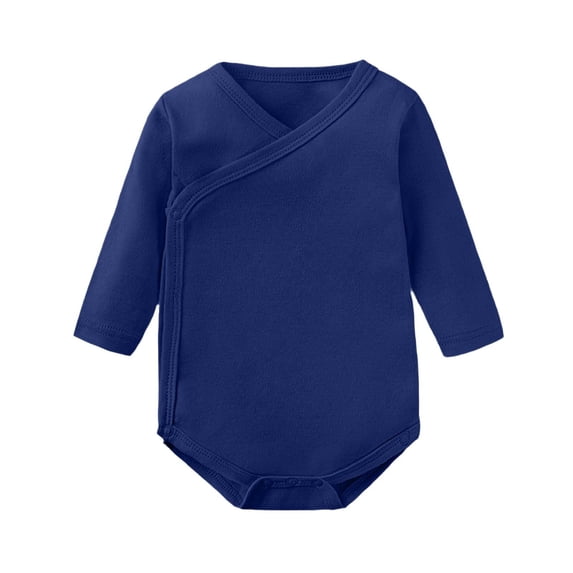 Zpanxa Newborn Onesies Girl Cotton Long Sleeve Ruffle Cuff Bodysuit Navy 0-3 Months