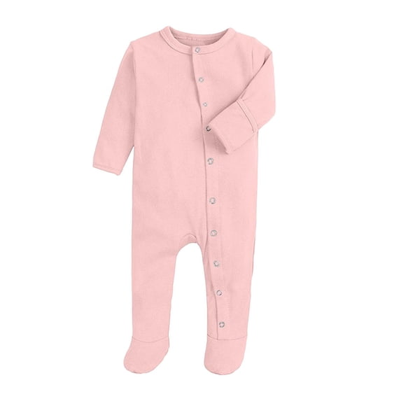 Zpanxa Newborn Onesies Girl Cotton Snap Front Footed Long Sleeve Solid Color Romper Pink 6-9 Months