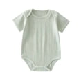 thumbnail image 1 of Zpanxa Newborn Onesies Girl Ribbed Cotton Short Sleeve Summer Bodysuit Army Green 9-12 Months, 1 of 7