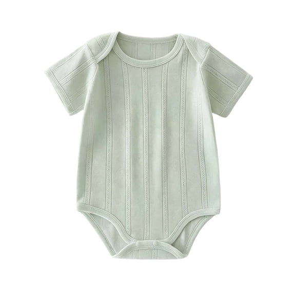 Zpanxa Newborn Onesies Girl Ribbed Cotton Short Sleeve Summer Bodysuit Army Green 9-12 Months