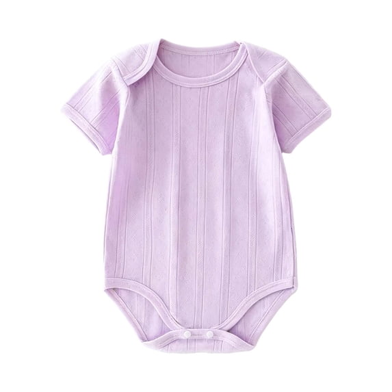 Zpanxa Newborn Onesies Girl Ribbed Cotton Short Sleeve Summer Bodysuit Purple 0-3 Months