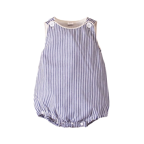 Zpanxa Newborn Onesies Girl Striped Sleeveless Bubble Romper with Snap Closure Light Blue 1 Months