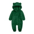 thumbnail image 1 of Zpanxa Newborn Onesies Unisex Fleece Zip Front Hooded Bear Ear Winter Romper Green 3 Months, 1 of 4